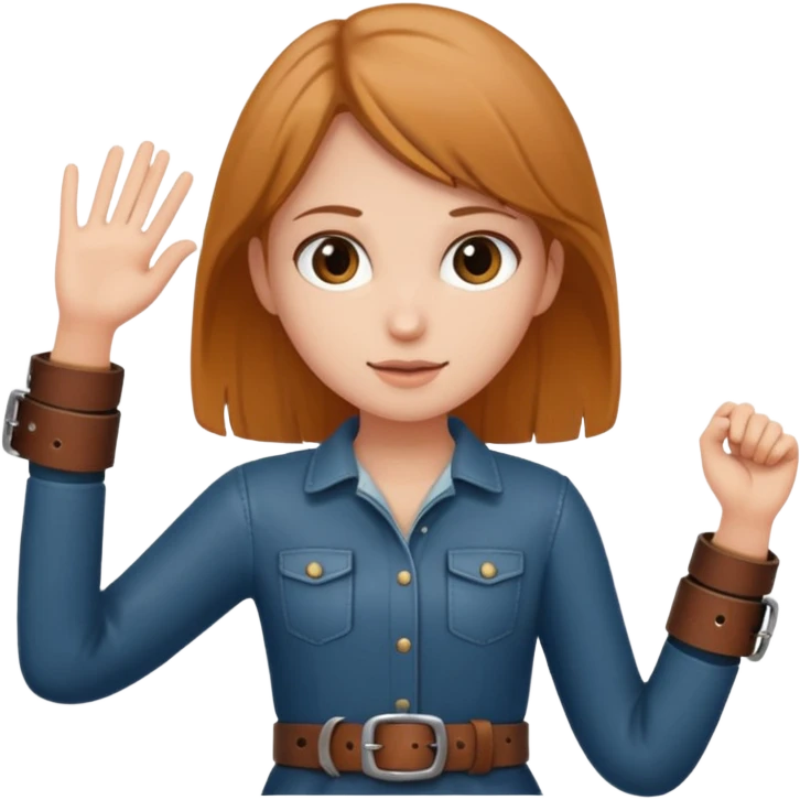 Girl holding up belt emoji