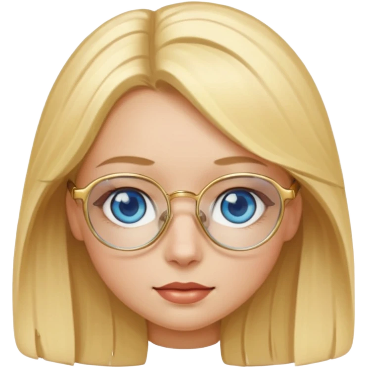 une fille blonde au yeux bleus avec des lunette dorée assez grande emoji