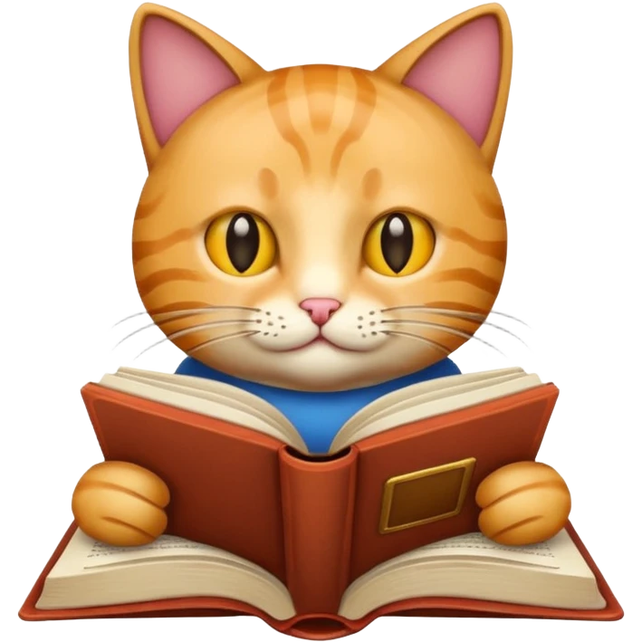 Cat reading book emoji