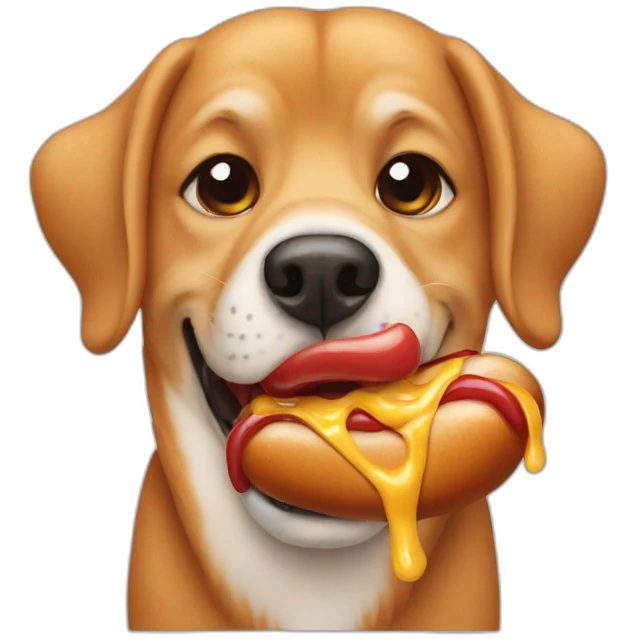 Dog eating hotdog emoji