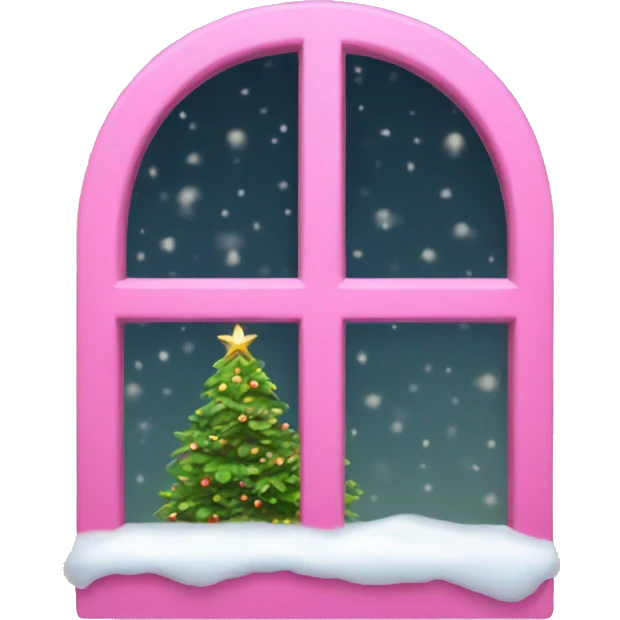 Pink window with a Christmas tree  emoji