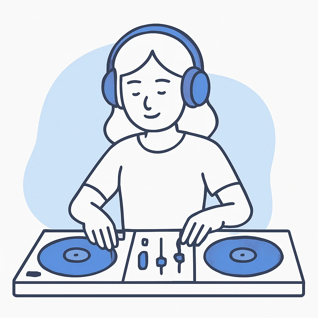 girl playing DJ set emoji