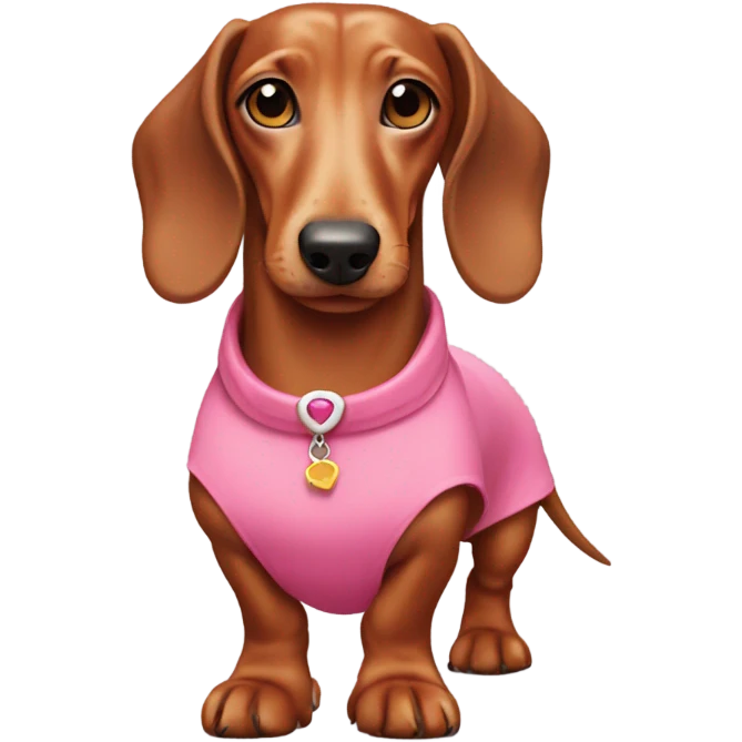 Dog Dashchuno with dress pink emoji