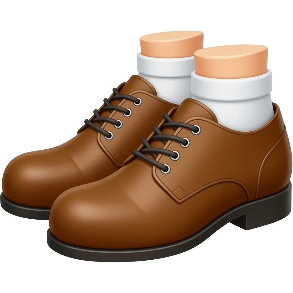 cartoon emoji of brown man's shoes hand-drawn 2D style, thick black outline, flat muted colors, minimal, clean background, sticker style, no realism, no 3D emoji