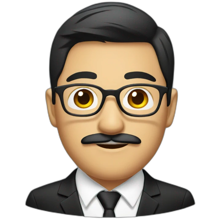 an asian groom with mustache and glasses with a black suit emoji