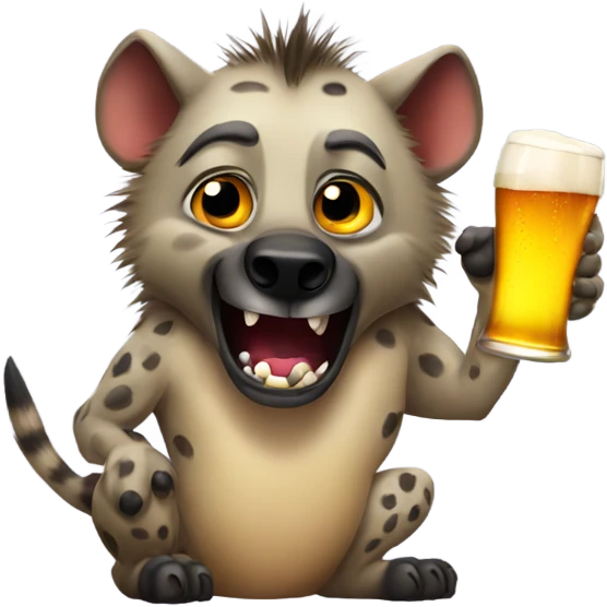 Hyena with beer  emoji