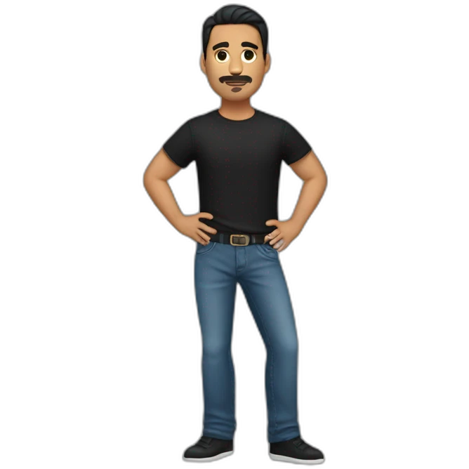 a full body mexican gentleman with black Tshirt and jeans emoji
