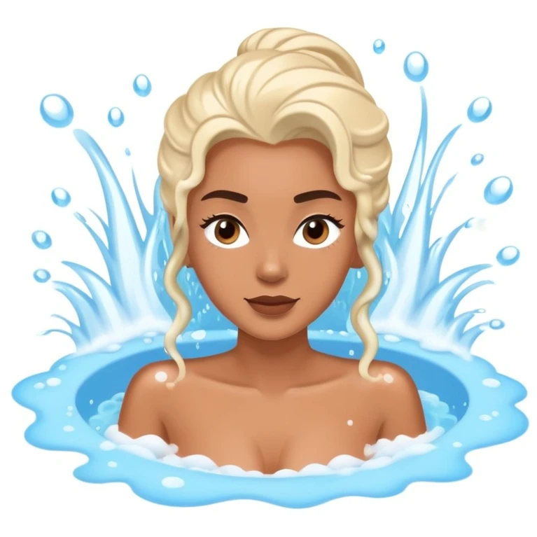 Celebrity in bubbling jacuzzi with water jets, wide angle view emoji