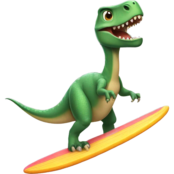 Dinosaur wearing a tutu while surfing emoji