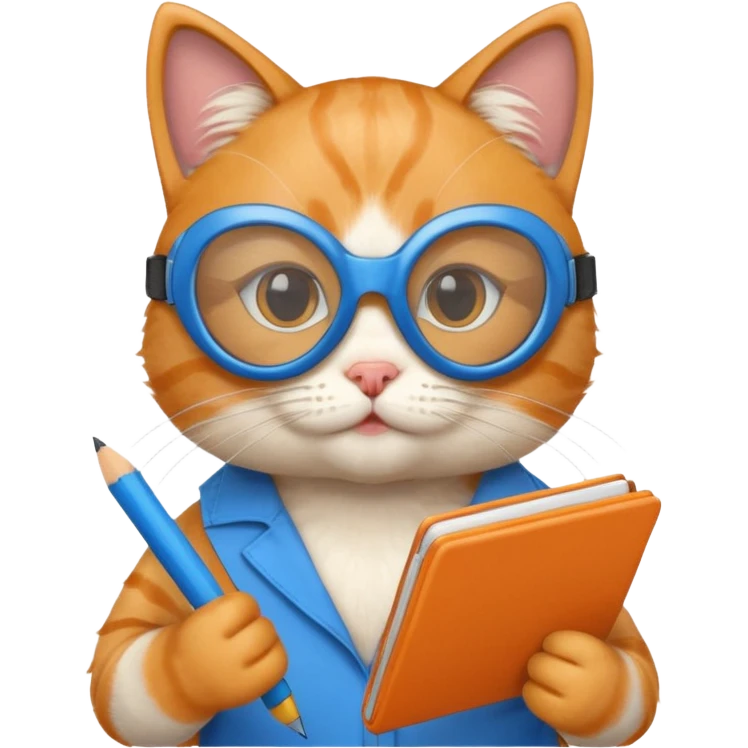 funny cat with planner with blue goggles emoji