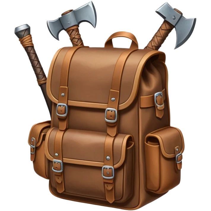 fantasy rpg backpack with axe emoji