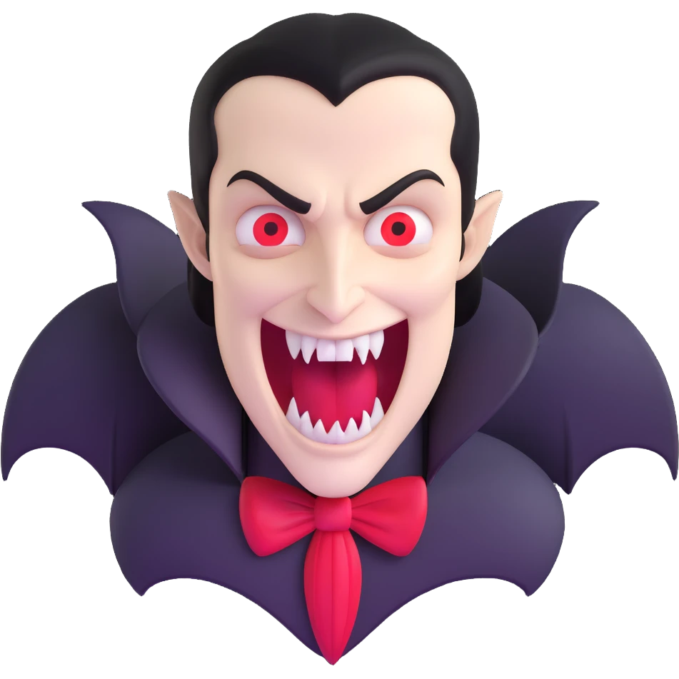 Vampire with sharp extended fangs emoji