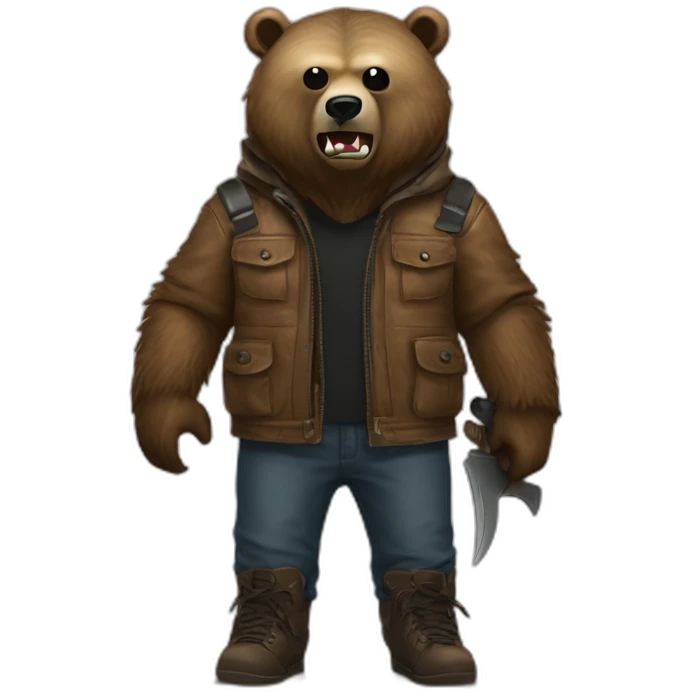 Grizzly wearing Jason Voorhees emoji