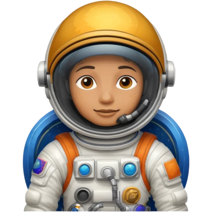 Astronaut with closed helmet riding planets emoji
