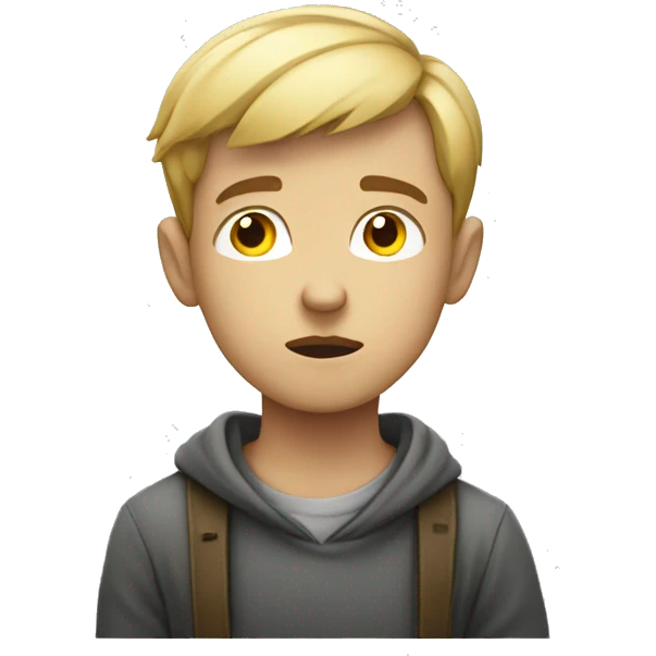 White thoughtful boy in contemplation emoji