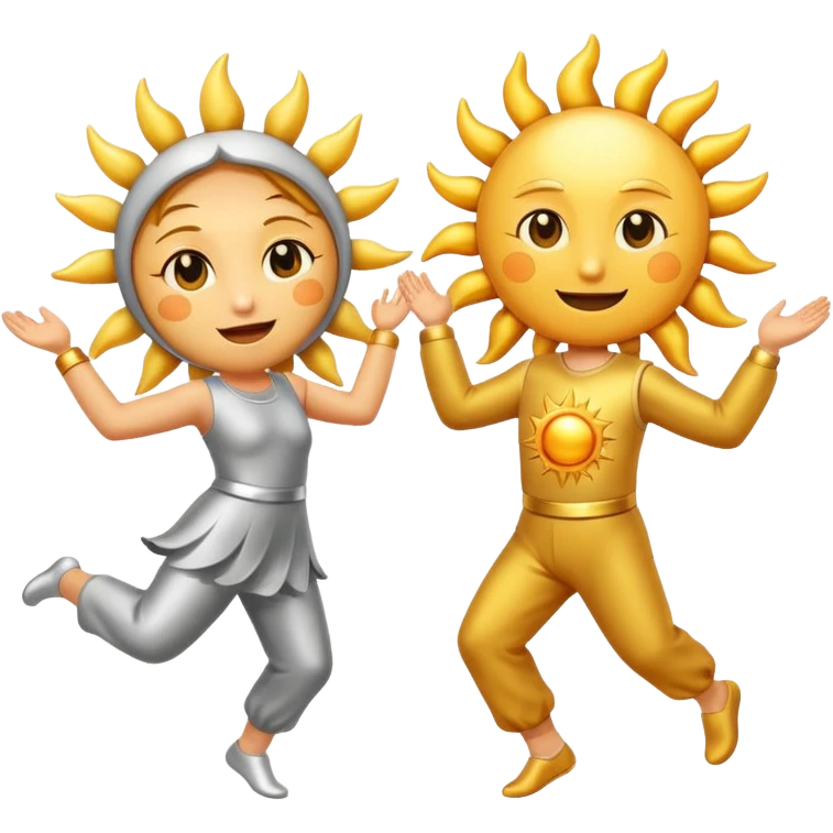 The sun and The moon dancing  emoji