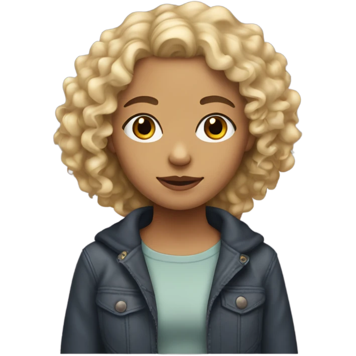 Tan girl with blonde curly hair and hazel eyes emoji
