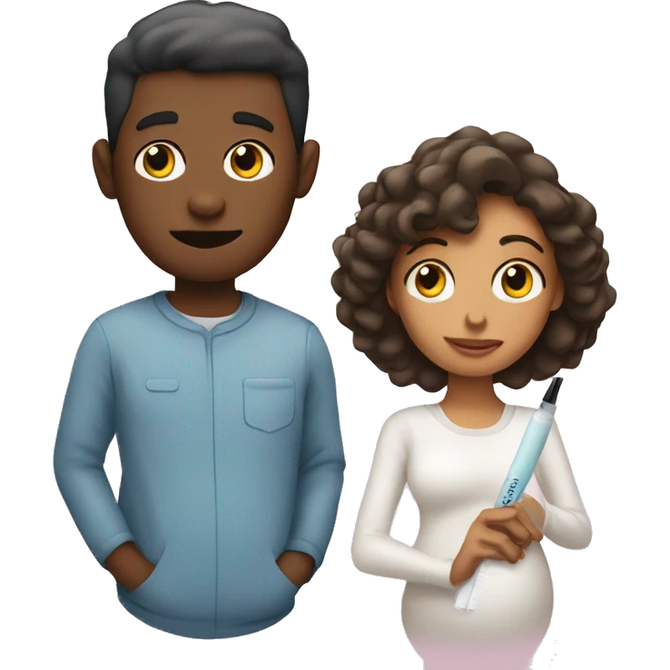 couple looking at pregnancy test emoji