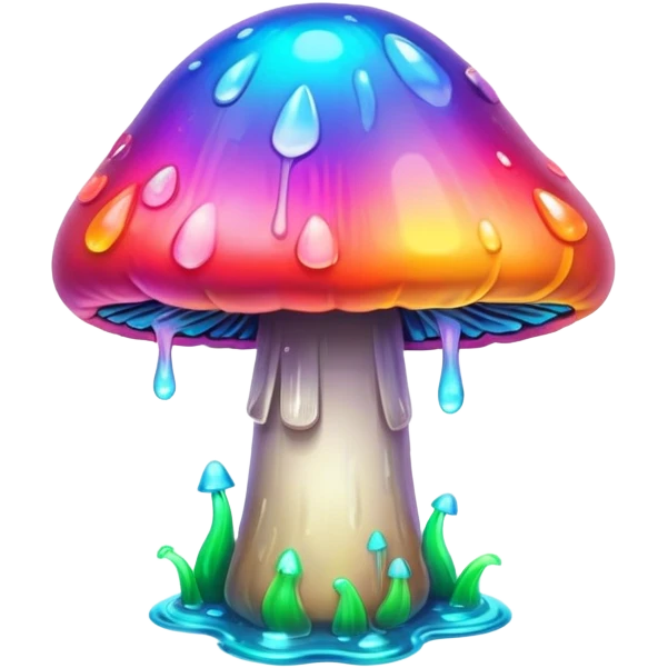  melting neon rainbow mushroom  emoji
