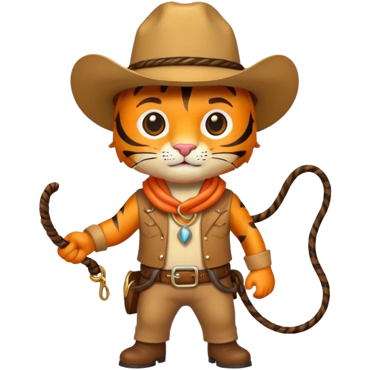 Tiger cowboy with hat and lasso emoji