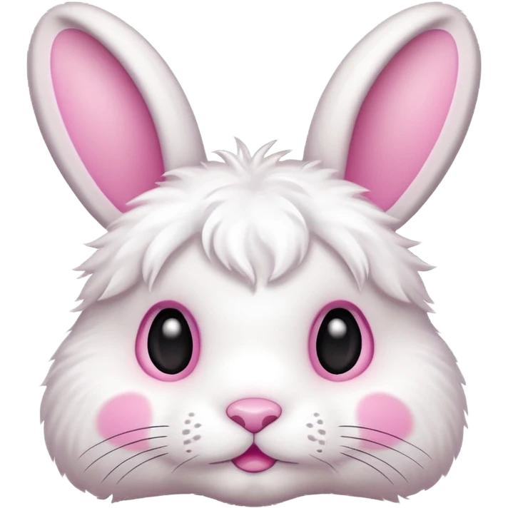 White bunny face with pink accents emoji