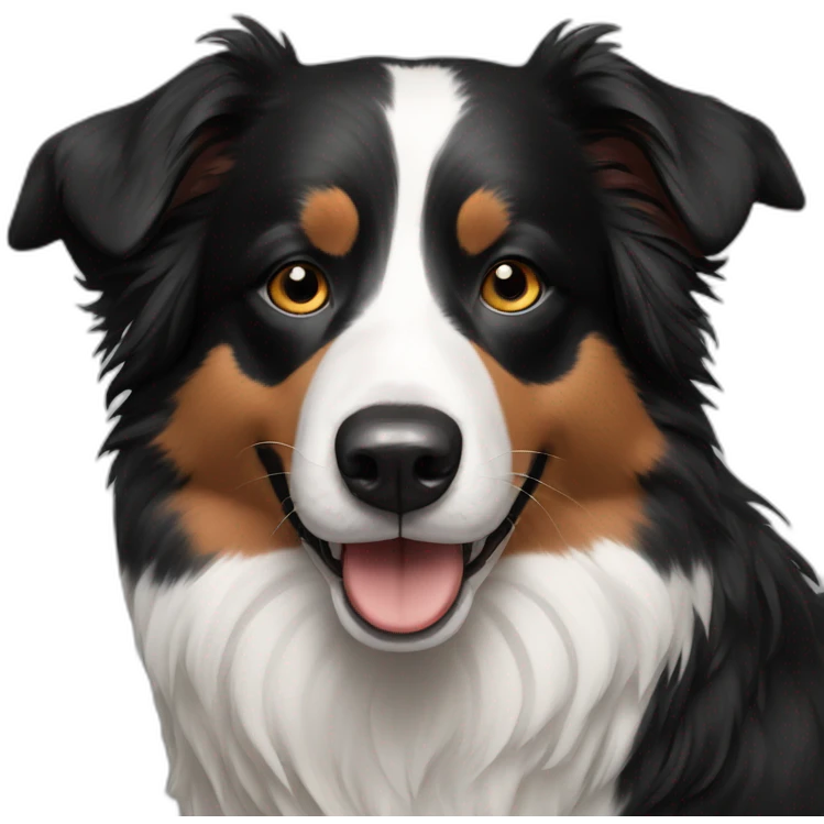 Border collie with a black mole on the nose emoji
