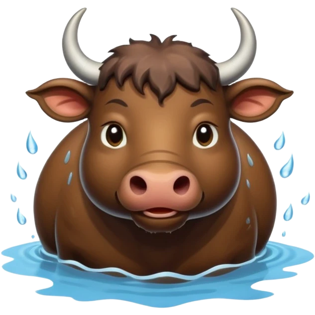 A funny water buffalo in the water  emoji