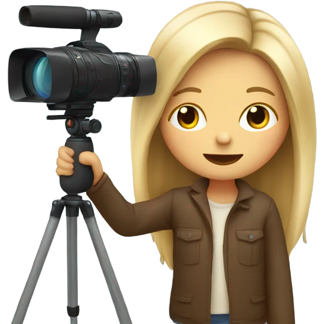 girl with long hair being filmed by a camera emoji
