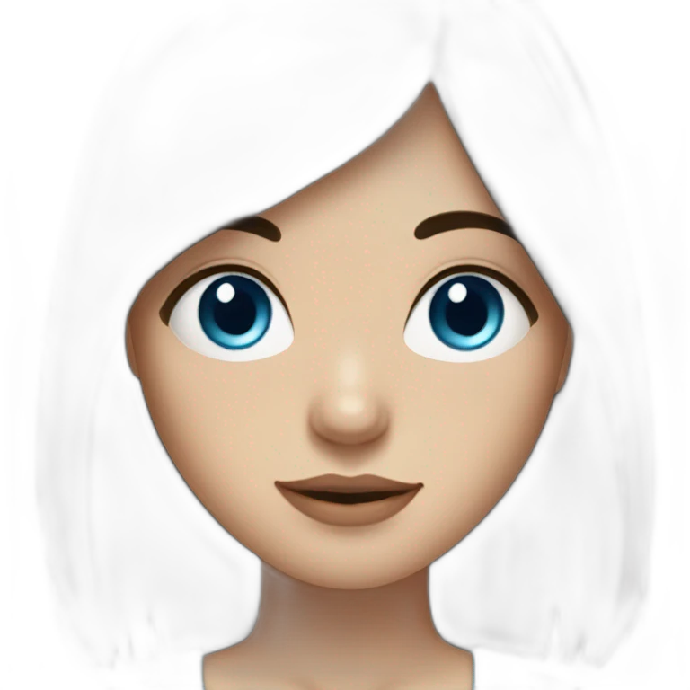 Dark brown long hair fringe girl with blue eyes emoji