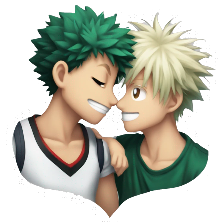 Katsuki Bakugo kissing Izuku Midoriya emoji