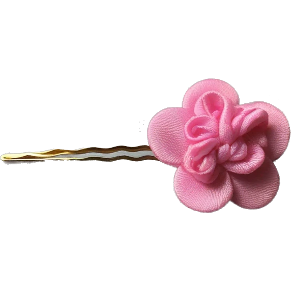 handmade hairpin pink color, cloth plated, flowers print emoji