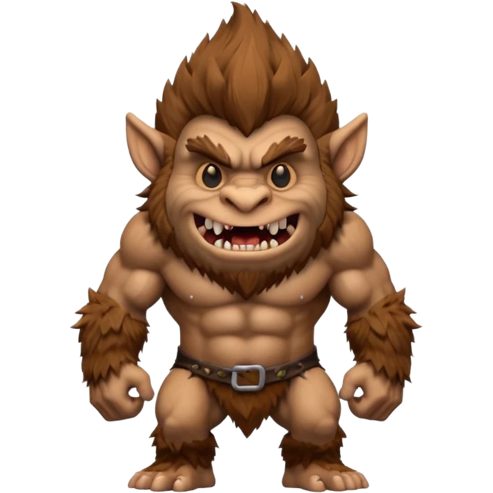 3d style hairy brown troll emoji