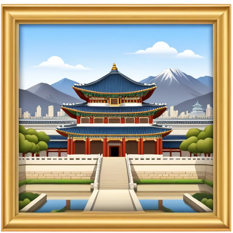 Cinematic Realistic Gyeongbokgung Palace Landmark Emoji, depicted with regal historic architecture rendered with intricate detail and majestic, dynamic lighting. emoji