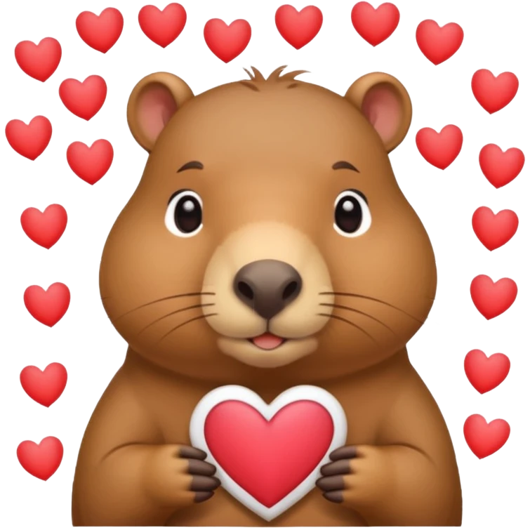 Un capybara kawail avec des coeur avec des lettre <<A>> dedans  emoji