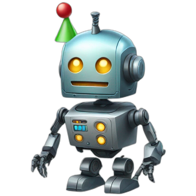 robot with partyhat emoji