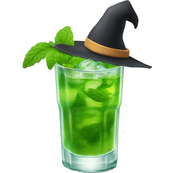 Mojito with witch hat emoji
