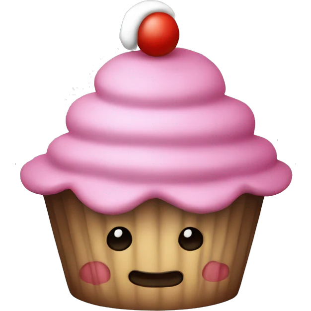 Pink cupcake with a Santa hat emoji