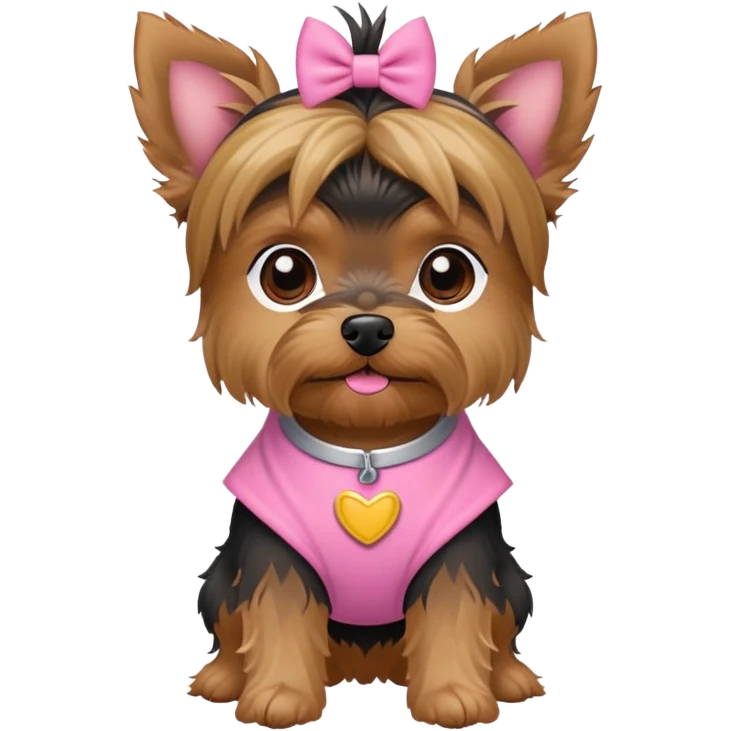 Black and brown snout Yorki dog in a pink outfit emoji