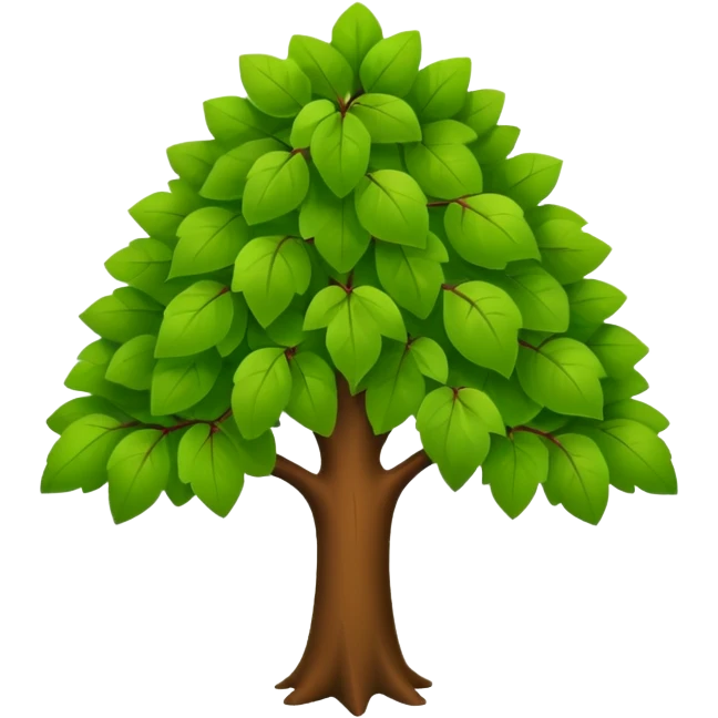 "iOS style tree emoji, green leaves with a brown trunk, smooth texture, no background" emoji