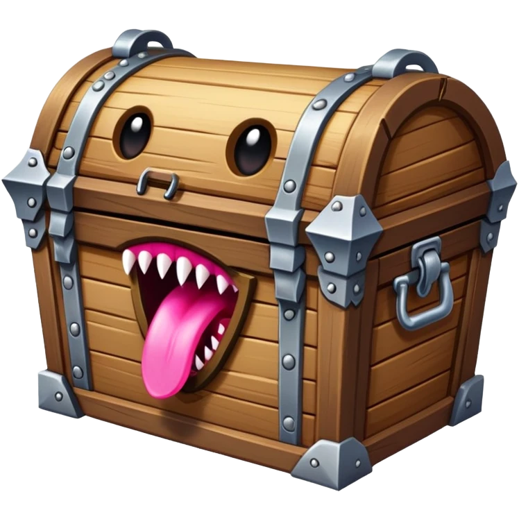 treasure chest monster mimic with sharp teeth and long tongue emoji