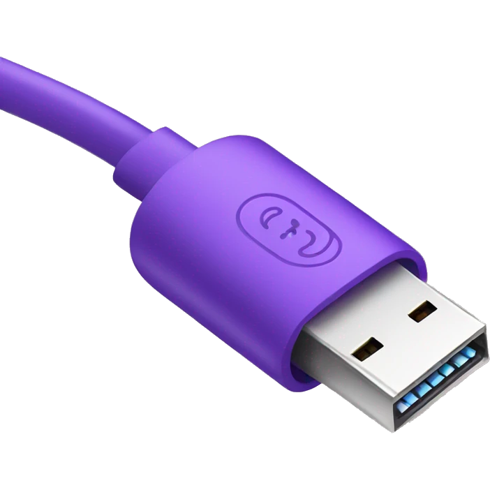 Purple rolled up usb cable emoji