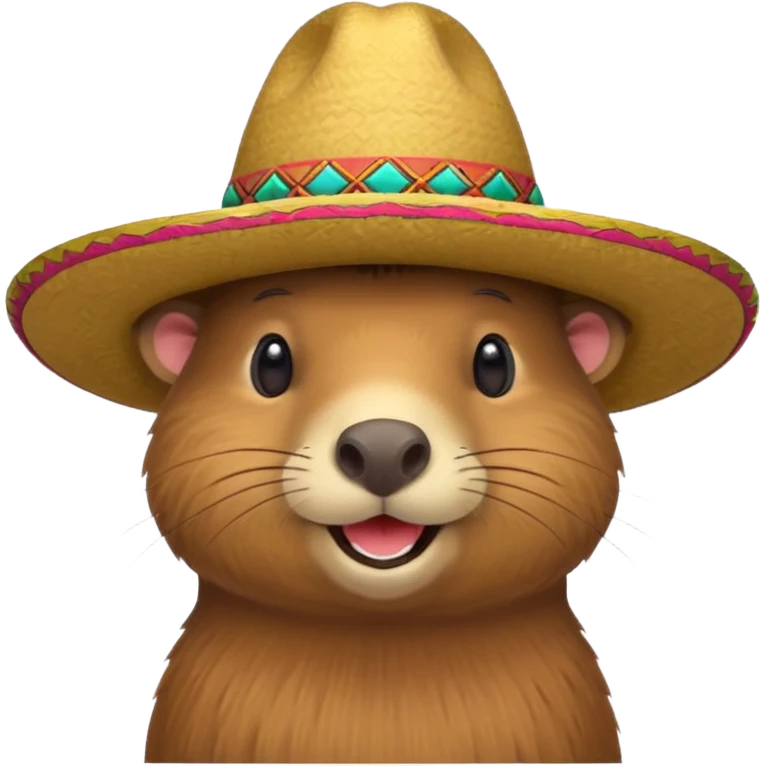 Capybara sitting with Mexican hat emoji