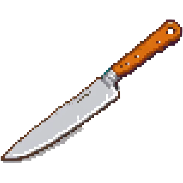 Make the butcher knife have a wooden handle, keep pixel art style, no background. emoji