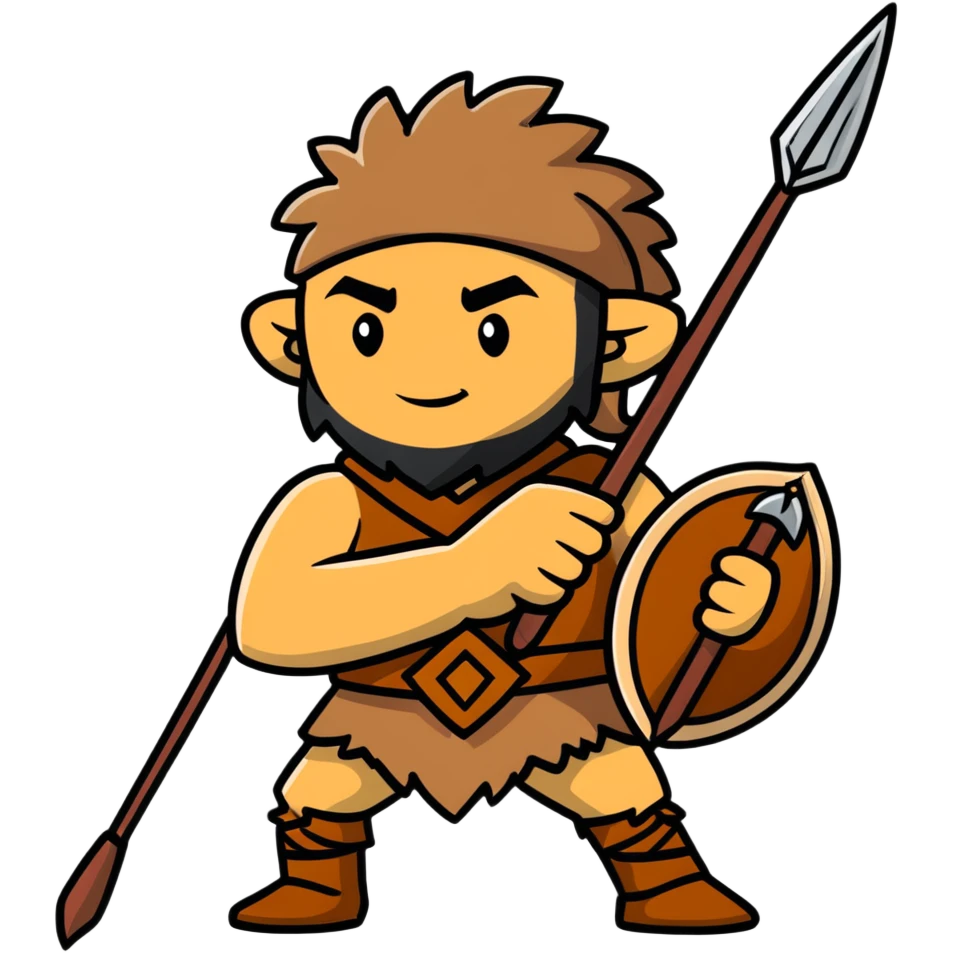 Cro-Magnon human hunter with spear and fur clothing emoji