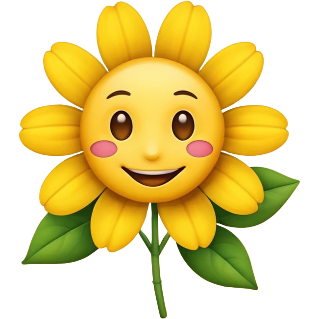 create an normal emoji with a flower in its mouth and love eyes emoji