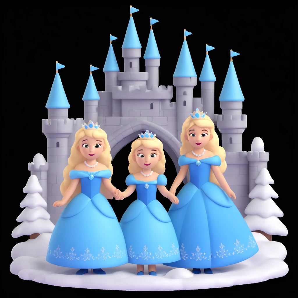 girls in a  snow princess dress, snow castle background emoji