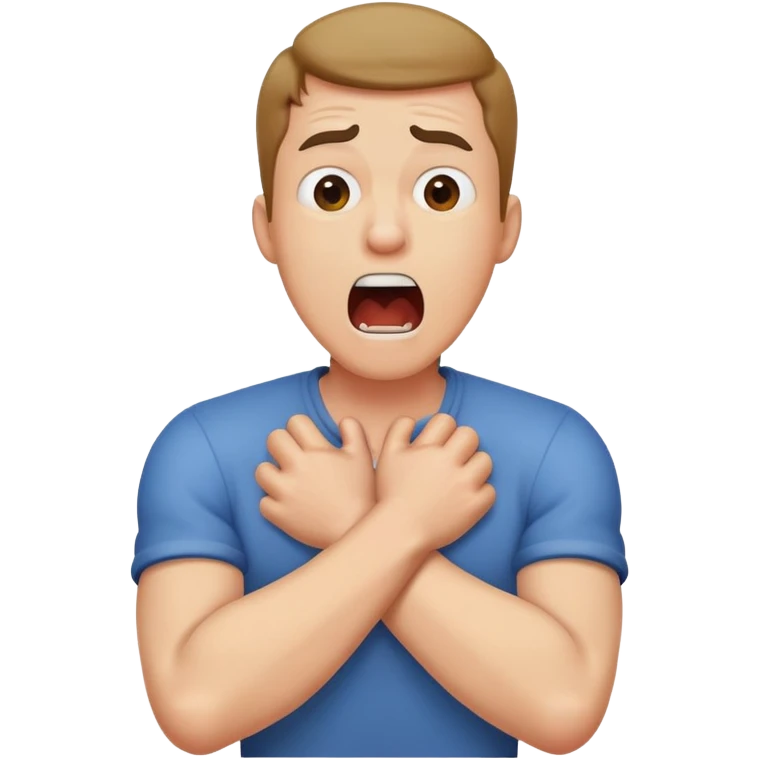 man with arms crossed choking himself screaming emoji