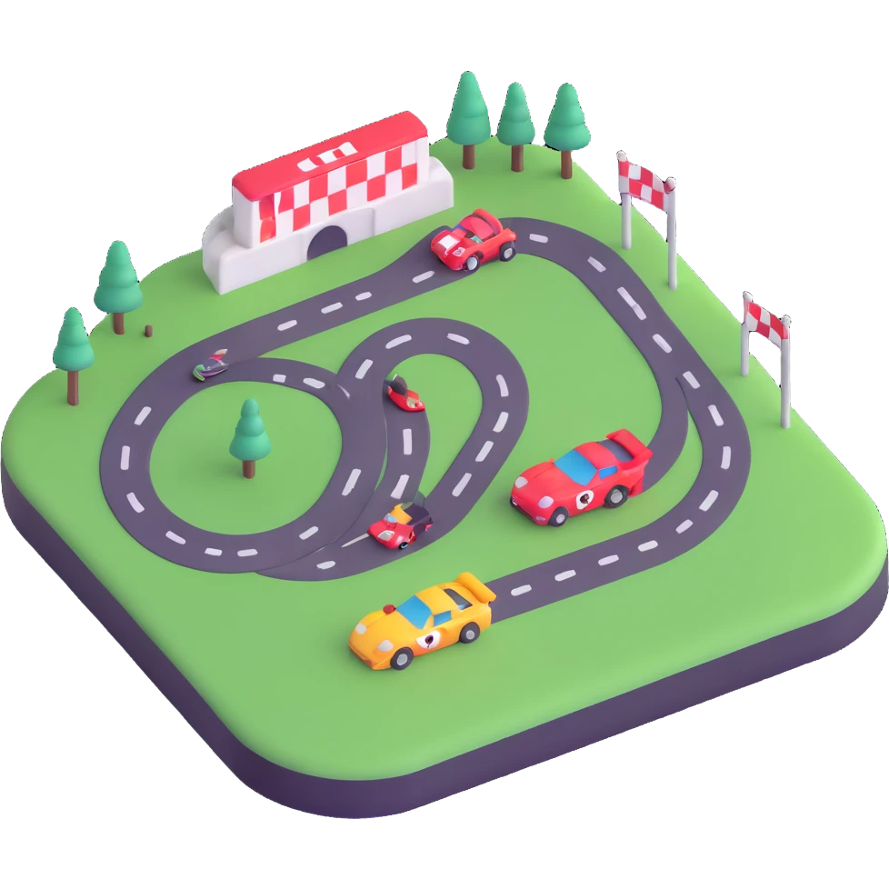 race track with racing cars emoji