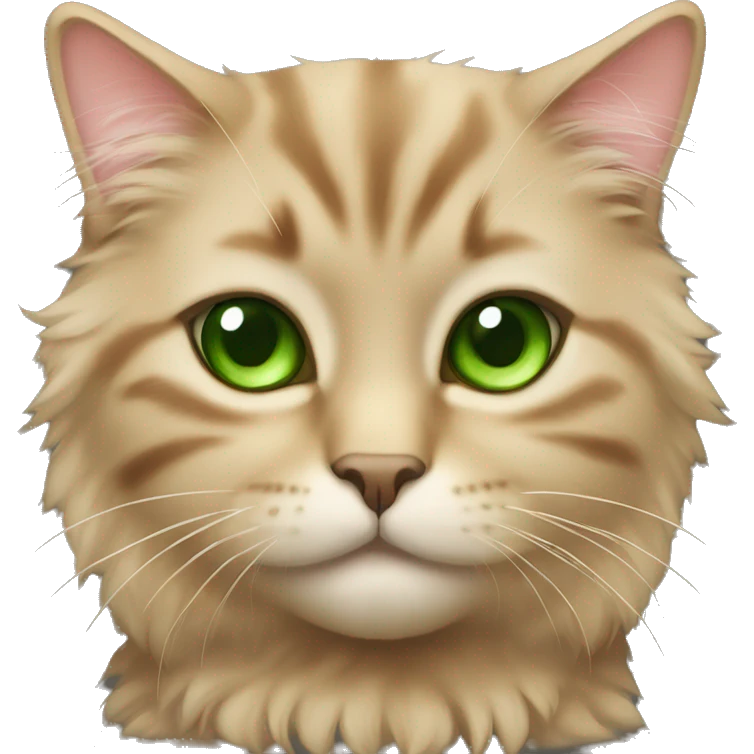 Tan Fluffy tabby cat with green eyes emoji