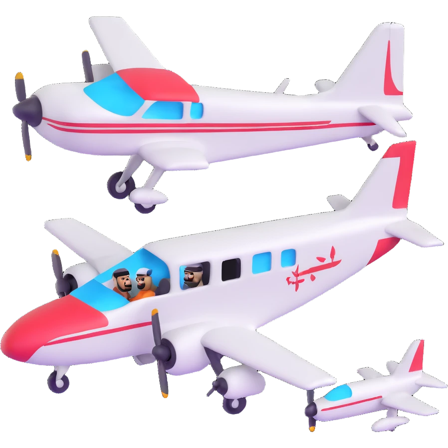 two Arab men flying a plane emoji